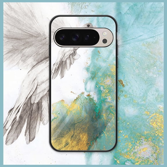 for Google Pixel 9 / 9 Pro Case Stylish Marble Pattern Slim Protective Double-Layer Hard PC+Soft Silicone Rugged Women Men Anti-Scratch Cover Wireless Charging For Google Pixel 9 / 9 Pro,C