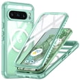 thumbnail image 1 of for Google Pixel 9 / 9 Pro Case, Support Magnetic Wireless Charger Full-Body Protection Shockproof Rugged Clear Bumper Frame Case Cover with Built-in Screen Protector for Google Pixel 9 / 9 Pro, Green, 1 of 4