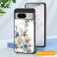 thumbnail image 1 of for Google Pixel 9 / 9 Pro Case with Tempered Glass Back for Women Girls, Cute Floral Patterned Design with 360° Fring Ring Grip Kickstand Holder Shock Proof Heavy-Duty Protection Cover,White, 1 of 13