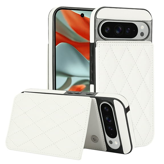 for Google Pixel 9 / 9 Pro Case, Wallet Card Slots RFID Blocking Luxury PU Leather Shockproof Protective Phone Cover, Double Magnetic Buttons Flip Stand Case for Google Pixel 9 / 9 Pro, White