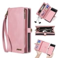 thumbnail image 1 of for Google Pixel 9 / 9 Pro Case for Women Men, Removable Durable PU Leather Magnetic Flip Strap Wristlet Zipper Purse Card Holder Detachable Wallet Phone Cases for Google Pixel 9 / 9 Pro, Pink, 1 of 9