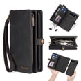 thumbnail image 1 of for Google Pixel 9 / 9 Pro Case for Women Men, Removable Durable PU Leather Magnetic Flip Strap Wristlet Zipper Purse Card Holder Detachable Wallet Phone Cases for Google Pixel 9 / 9 Pro, Black, 1 of 9