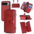 thumbnail image 1 of for Google Pixel 9 / 9 Pro Crossbody Strap Wallet Case for Women Men, Zipper Pocket Purse [Detachable Wallet 2 in 1] [RFID Blocking] [13 Card Holder], Leather Magnetic Flip Kickstand Case,Red, 1 of 8