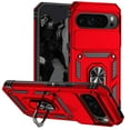 thumbnail image 1 of Google Pixel 9 / 9 Pro Kickstand Armor Case with Slide Camera Lens Protection Cover Built-in 360° Rotate Ring Holder Stand Magnetic Military Shockproof Phone Cover for Google Pixel 9 / 9 Pro,Red, 1 of 9