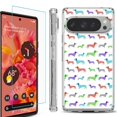 thumbnail image 1 of For Google Pixel 9 / 9 Pro Phone Case Cover, Shockproof Bumper Case with Tempered Glass Screen Protector, by OneToughShield - Colorful Dachshund/Puppy, 1 of 4
