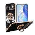 thumbnail image 1 of for Google Pixel 9 / 9 Pro Phone Case with Ring Holder, Kickstand Magnetic Plating Frame TPU Shockproof Anti-Scratch Slim Girls Women Men Case Cover for Google Pixel 9 / 9 Pro, Black, 1 of 6