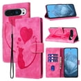 thumbnail image 1 of for Google Pixel 9 / 9 Pro Phone Case Wallet Flip Cases,Cute Cat & Heart Patterned,Retro PU Leather Kickstand,Card Holder,Wrist Strap,Magnetic Closure,Shockproof Cover For Google Pixel 9 / 9 Pro, Rose, 1 of 12