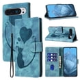 thumbnail image 1 of for Google Pixel 9 / 9 Pro Phone Case Wallet Flip Cases,Cute Cat & Heart Patterned,Retro PU Leather Kickstand,Card Holder,Wrist Strap,Magnetic Closure,Shockproof Cover For Google Pixel 9 / 9 Pro, Blue, 1 of 12