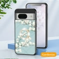 thumbnail image 1 of for Google Pixel 9 / 9 Pro Slim Case Exquisite Floral Pattern 360 Rotating Diamond Ring Holder Anti-Scratch Soft TPU Silicone Bumper Rubber Tempered Glass Back Cover, Gardenias, 1 of 13