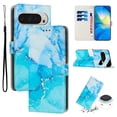 thumbnail image 1 of for Google Pixel 9 / 9 Pro Wallet Case with Card Holder,Women Men RFID Blocking PU Leather Flip Cover Wrist Strap Magnetic Closure Credit Card Slots Marble Patterned Book Style Phone Case,Blue, 1 of 10