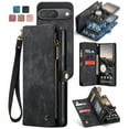thumbnail image 1 of For Google Pixel 9 / 9 Pro Wallet Case,Multi-Functional Retro Leather Purse Flip Cover Zipper Wallet Case with Removable Card Slots Pocket & Detachable Wrist Strap Magnetic Phone Case, Black, 1 of 7