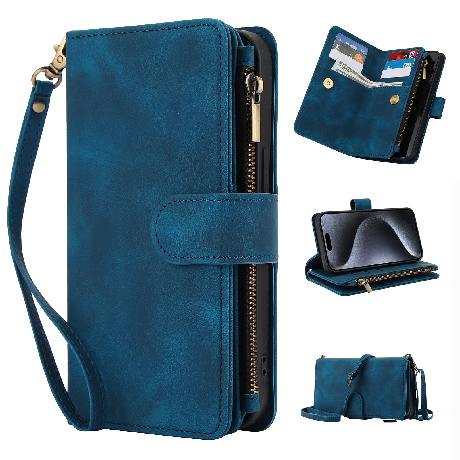 Minimalist RFID Blocking Wallet - Slim Leather Credit Card Holder Purse For Women, Dragonfly Design