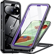 for Google Pixel 9 Case Waterproof, Built-in Lens & Screen Protector[Full Body Shockproof][Military Dropproof][Dustproof][IP68 Underwater] Protective Cover for Pixel 9 6.3 -Purple/Clear