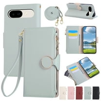 for Google Pixel 9 Crossbody Wallet Case with Card Holder - Large Capacity PU Leather Case with Stand & Lanyard & Wrist Strap, Shockproof Magnetic Clasp Protective Phone Cover, Cyan