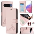 thumbnail image 1 of For Google Pixel 9 / Pixel 9 Pro 6.3" RFID Blocking Protective Purse Case Cat Embossed Strong Magnetic Attachment/Closure, Card Slots/Pocket, PU Leather Flip Wallet Case With Hanging Rope,Pink, 1 of 7