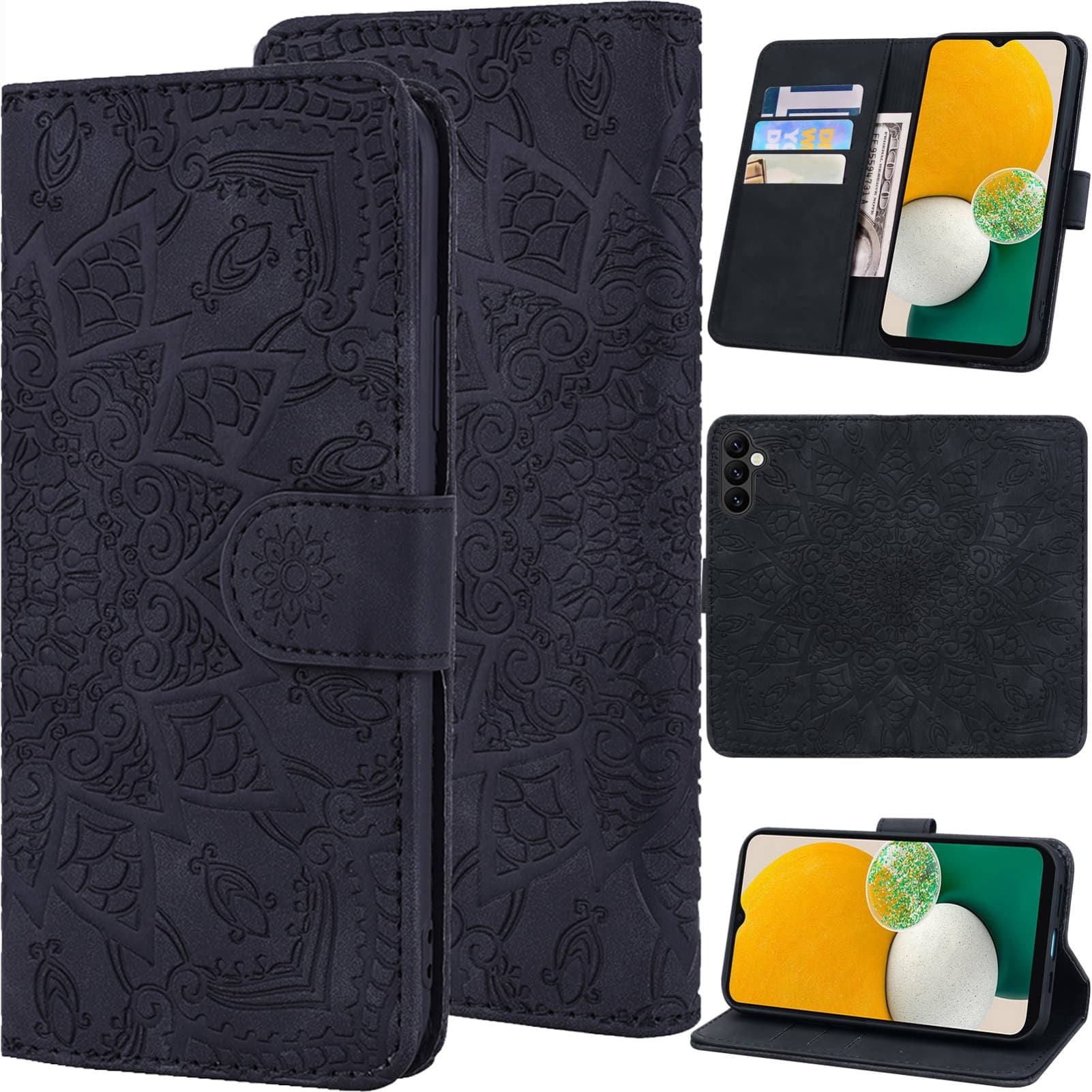 SEAHAI Case For Google Pixel 9 / Google Pixel 9 Pro Leather PU Wallet Folio Stand Case, Ultra-thin Shockproof Cover Kickstand With Credit Card Slots TPU Shell Magnetic Close - Black - View #5