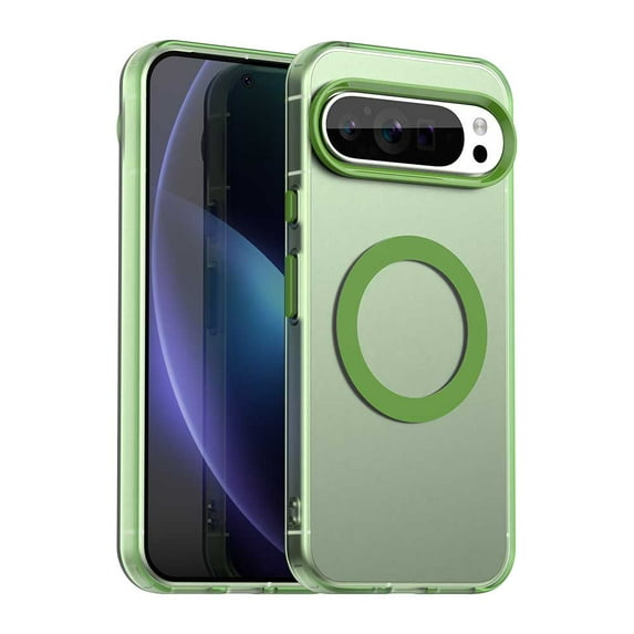 For Google Pixel 9 Pro 6.3" Case ,[Compatible with MagSafe] Cute Candy Color Drop Protection Slim Anti-Slip Shockproof Magnetic Phone Case,Green,For Google Pixel 9 Pro
