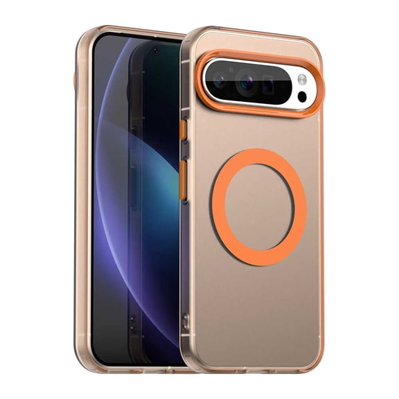 For Google Pixel 9 Pro 6.3" Case ,[Compatible with MagSafe] Cute Candy Color Drop Protection Slim Anti-Slip Shockproof Magnetic Phone Case,Orange,For Google Pixel 9 Pro
