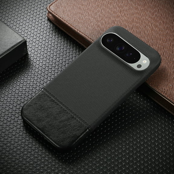 for Google Pixel 9 / 9 Pro Case, Slim Plain PU Leather Thin Hard PC Bumper Anti-Slip Scratch Resistant Shockproof Military Grade Protective Phone Cover Case for Google Pixel 9 / 9 Pro, Black