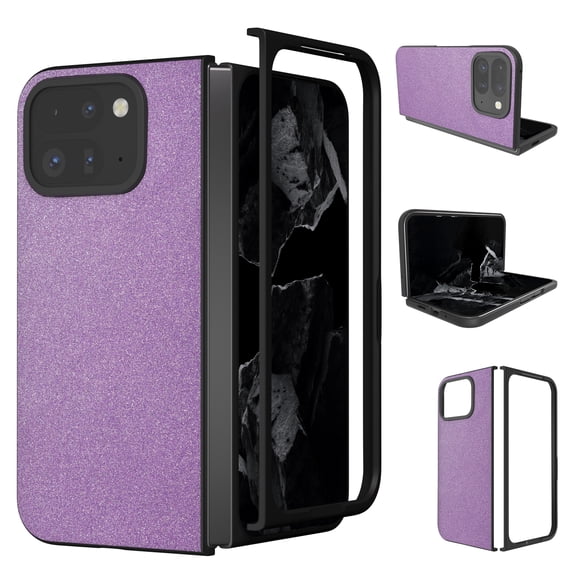 for Google Pixel 9 Pro Fold / Fold 2, Stylish Thin Slim Glitter Shockproof Drop Protective Lightweight Phone Case Support Wireless Charging Case for Google Pixel 9 Pro Fold / Fold 2, Purple
