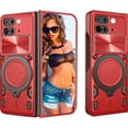 thumbnail image 1 of for Google Pixel 9 Pro Fold 5G 8.0"  Case with Magnetic Ring Kickstand, Rugged Military Grade Shockproof Heavy Duty Case with Slide Camera Lens Cover for Google Pixel 9 Pro Fold JS-Red, 1 of 10