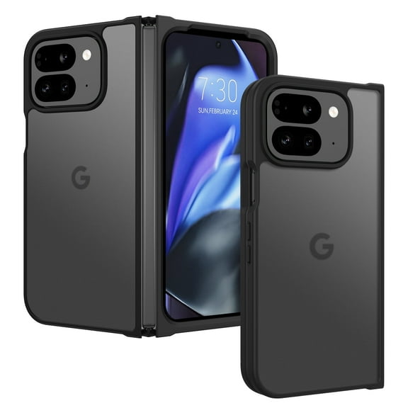 Google Pixel 9 Pro Fold Case (8.0") - DOMAVER Translucent Matte Cover | Slim Thin & Shockproof | Anti-Yellowing Protective Case for Pixel 9 Pro Fold - Black