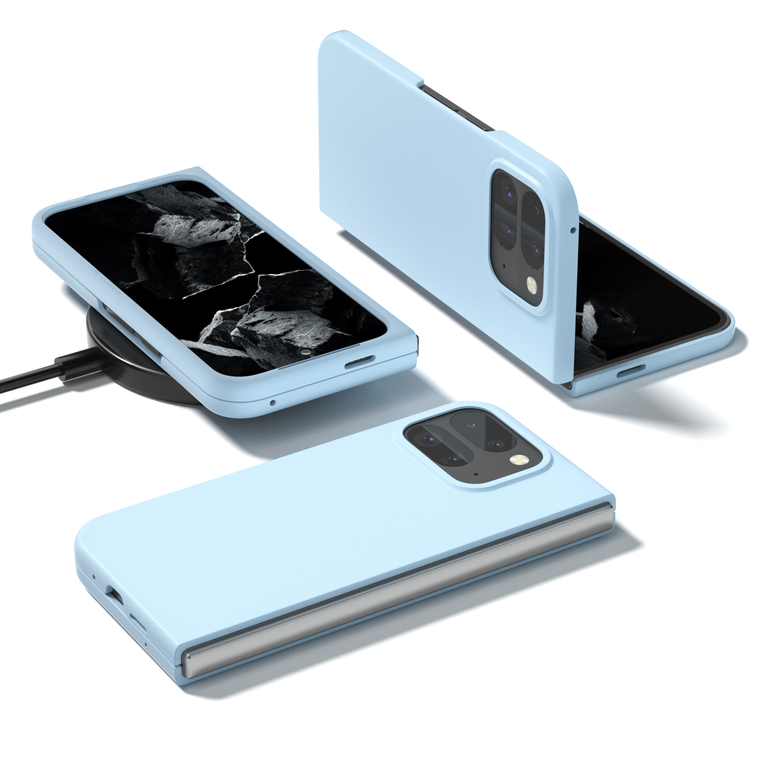 Google Pixel 9 Pro Fold Case with Hinge Protection, Liquid Silicone Protective Slim Cover Protective Body (PC) with Hinge Protector (TPU), Compatible with Google Pixel 9 Pro Fold,Blue
