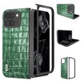thumbnail image 1 of for Google Pixel 9 Pro Fold Case, Premium PU Leather Crocodile print Hard PC Phone Cover Retro Design Shockproof Scratch Resistant Rugged case for Google Pixel 9 Pro Fold,Green, 1 of 5