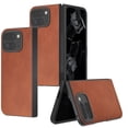 thumbnail image 1 of for Google Pixel 9 Pro Fold / Fold 2 Case, PU Leather + Hard PC Shell Ultra Thin Slim Durable Protective Premium Phone Case Cover for Google Pixel 9 Pro Fold / Fold 2, Brown, 1 of 5
