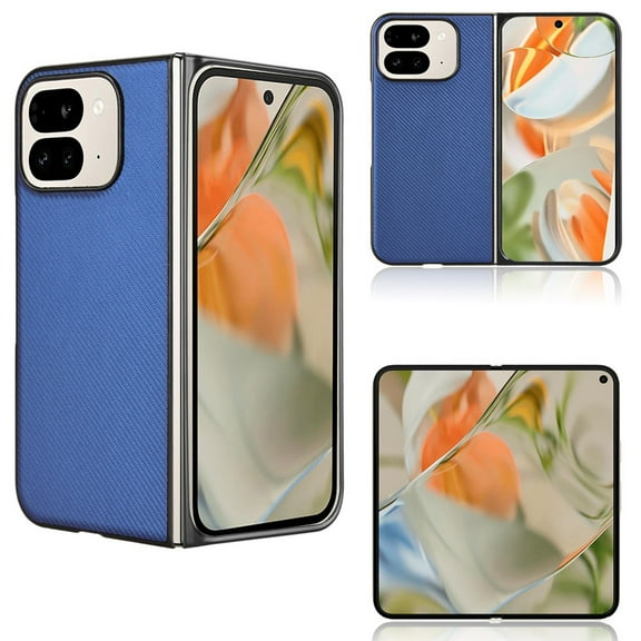 for Google Pixel 9 Pro Fold / Fold 2 Premium Case [Hard PC+Soft PU Leather] Full Body Anti-Scratch Shockproof Protective Slim Luxury Phone Case Support Wireless Charging, Blue