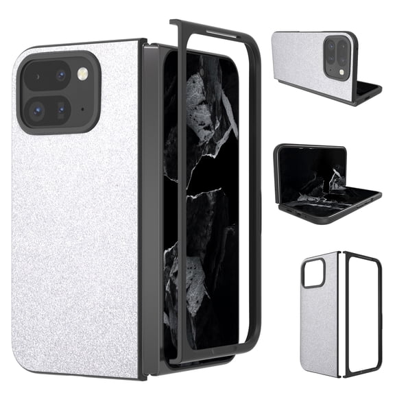 for Google Pixel 9 Pro Fold / Fold 2, Stylish Thin Slim Glitter Shockproof Drop Protective Lightweight Phone Case Support Wireless Charging Case for Google Pixel 9 Pro Fold / Fold 2, Silver