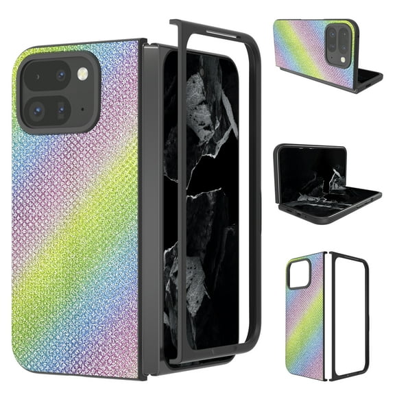 for Google Pixel 9 Pro Fold Sparkly Case, Slim Fit Glitter PC Anti-Scratch Luxury Shockproof Protective Lightwieght Wireless Charging Phone Case Cover for Google Pixel 9 Pro Fold - Rainbow