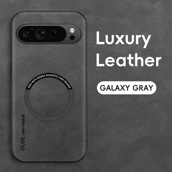 for Google Pixel 9 / 9 Pro PU Leather Case, Vintage Compatible with MagSafe and Wireless Charging Slim Fit-Drop Scratch Resistant Support Magnetic Car Mount Case Cover for Google Pixel 9 / 9 Pro, Gray