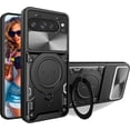 thumbnail image 1 of for Google Pixel 9 Pro/Pixel 9 2024  Case with Magnetic Ring Kickstand, Rugged Military Grade Shockproof Heavy Duty Case with Slide Camera Lens Cover for Google Pixel 9 Pro JS-Black, 1 of 9