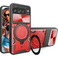 thumbnail image 1 of for Google Pixel 9 Pro/Pixel 9 2024  Case with Magnetic Ring Kickstand, Rugged Military Grade Shockproof Heavy Duty Case with Slide Camera Lens Cover for Google Pixel 9 Pro JS-Red, 1 of 10