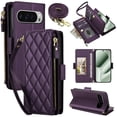 thumbnail image 1 of For Google Pixel 9 Pro XL 5G RFID Blocking Wallet Case, Crossbody Purse Phone Case with 9 Card Slots, Zipper Pocket & Detachable Strap,Dark Purple,For Pixel 9 Pro XL, 1 of 9