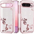 thumbnail image 1 of for Google Pixel 9 Pro XL Case Clear Glitter Shiny Aesthetic Google Pixel 9 Pro XL Phone Case Silicone Soft Floral Transparent Shockproof Cover Purple Slim for Women (Silver-Pink), 1 of 14