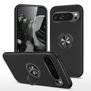 Google Pixel 9 Pro XL Case,Dteck Shockproof Rubber Case Hybrid Hard Ring Holder Kickstand Lightweight Slim Protective Cover for Google Pixel 9 Pro XL,Black