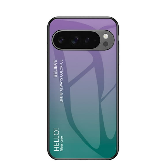 for Google Pixel 9 Pro XL Case [Military Grade Shockproof] Stylish Tempered Glass Back Luxury Slim Protective Two Layers Hard PC+Soft Silicone Rugged Women Men Anti-Scratch Cover,Purple