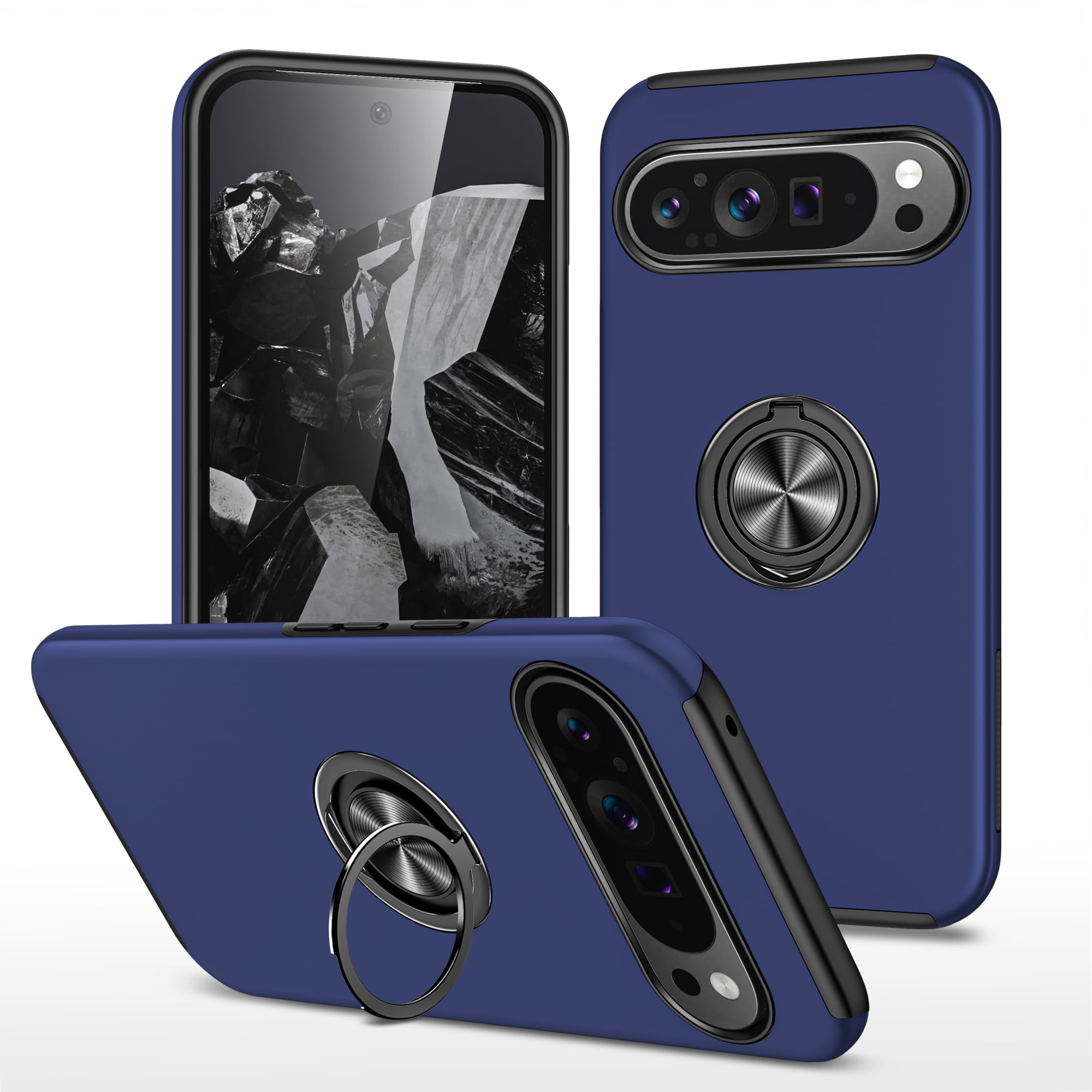 Custodia Google Pixel 8 Pro DOMAVER - Glow In The Dark Nebulosa Blu Con Cavalletto - 6