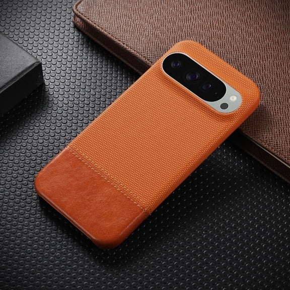 for Google Pixel 9 Pro XL Case, Slim Plain PU Leather Thin Hard PC Bumper Anti-Slip Scratch Resistant Shockproof Military Grade Protective Phone Cover Case Compatible for Google Pixel 9 Pro XL, Brown