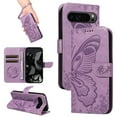 thumbnail image 1 of for Google Pixel 9 Pro XL Case Wallet for Women, Flip Folio Cover with Butterfly Pattern PU Leather Stand Card Holder Slots Wrist Strap Protective Phone Case for Google Pixel 9 Pro XL, Purple, 1 of 8