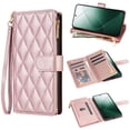 thumbnail image 1 of For Google Pixel 9 Pro XL Crossbody Phone Case with Card Holder,Diamond Pattern PU Leather Wallet Case,Flip Case Folio Magnetic Kickstand Cover With Card Slots,With Long Lanyard&Wrist Strap,Rosegold, 1 of 11