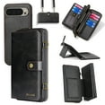 thumbnail image 1 of for Google Pixel 9 Pro XL Crossbody Strap Wallet Case for Women Men, Zipper Pocket Purse [Detachable Wallet 2 in 1] [RFID Blocking] [13 Card Holder], Leather Magnetic Flip Kickstand Case,Black, 1 of 8