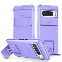 For Google Pixel 9 Pro XL Hard PC Case with Slide Camera Lens Cover, Military Grade Drop Protection Heavy Duty Shockproof Multi-angle Kickstand Rugged Case for Google Pixel 9 Pro XL,Purple