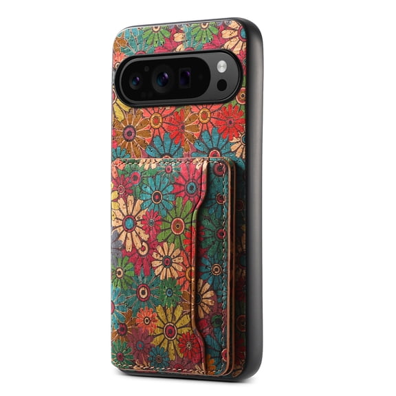 for Google Pixel 9 Pro XL Luxury Premium PU Leather + TPU Case with 3 Card Slots, Kickstand Back Case Floral Pattern Skin-Friendly Shock-resistance Cover for Google Pixel 9 Pro XL, Winter