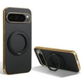 thumbnail image 1 of for Google Pixel 9 Pro XL Magnetic Case with Invisible Ring Stand [Compatible with Wireless Charging], Luxury PU Leather Slim Stand Shockproof Phone Cover for Google Pixel 9 Pro XL, Black, 1 of 6