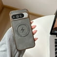 thumbnail image 1 of for Google Pixel 9 Pro XL Magnetic Case with PU Leather Back & Plated Frame, Compatible with MagSafe, Fashion Ultra Slim Lightweight Drop Protective Phone Case Cover for Men and Women, Gray, 1 of 9