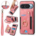 thumbnail image 1 of for Google Pixel 9 Pro XL Phone Case Wallet with Card Holder,PU Leather Flip Folio Case,RFID Blocking Ring Holder Kickstand Wrist Strap Magnetic Protective Women Men Cover,Pink, 1 of 12