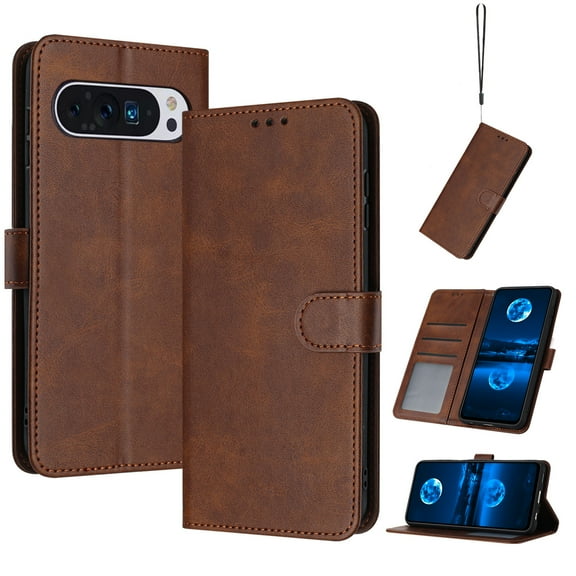for Google Pixel 9 Pro XL with RFID Blocking Wallet case Credit Card Holder,Flip Book PU Leather Phone case Shockproof Rugged Cover Cellphone Women Men for Google Pixel 9 Pro XL case Wallet,Brown